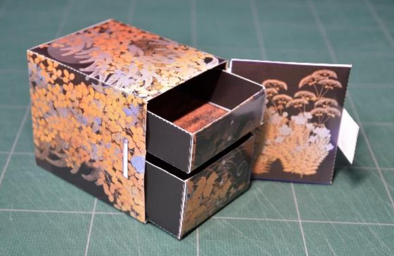 ペーパークラフト「秋野蒔絵文庫」完成イメージ画像